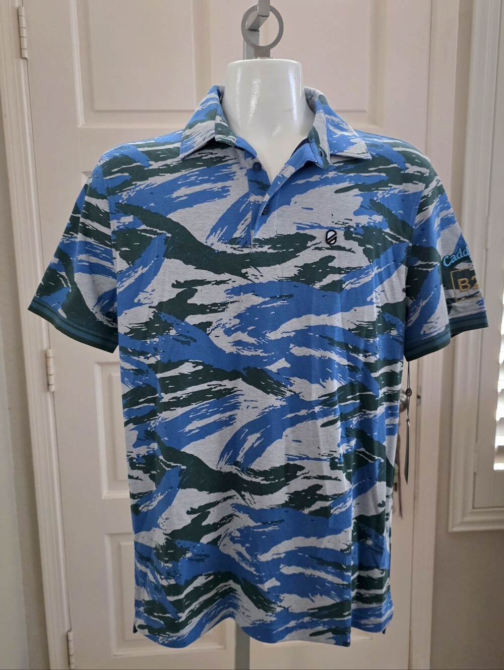 Extracurricular Golf Tour Polo Shirt Medium Blue Ashes Camo *CaddyHackB2M* New